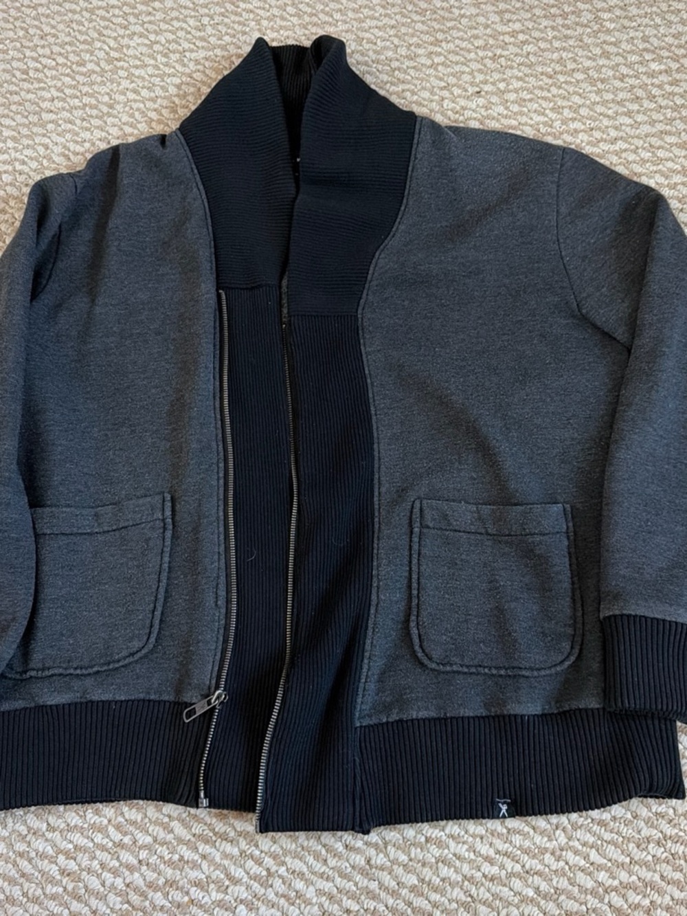 Men's Charcoal & Black Zip-Front Bomber Jacket